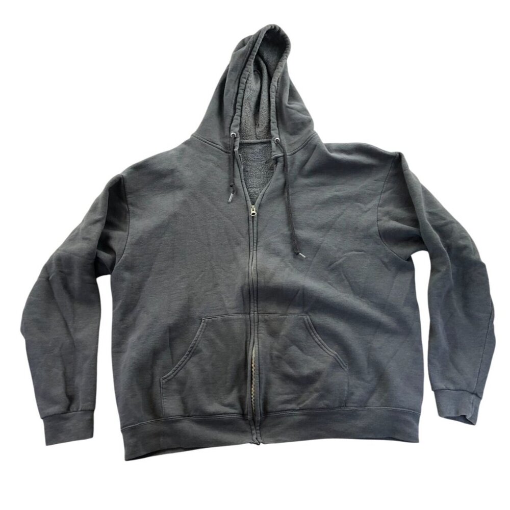 Fruit Of The Loom Mens Hoodie Sweatshirt XL Gray Zip-Up Hooded Casual Fleece